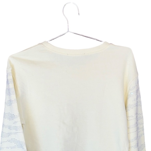 NWT INC Cropped Cotton Bead-Embroidered Raw Hem Sweatshirt sze M Yellow - Picture 6 of 16